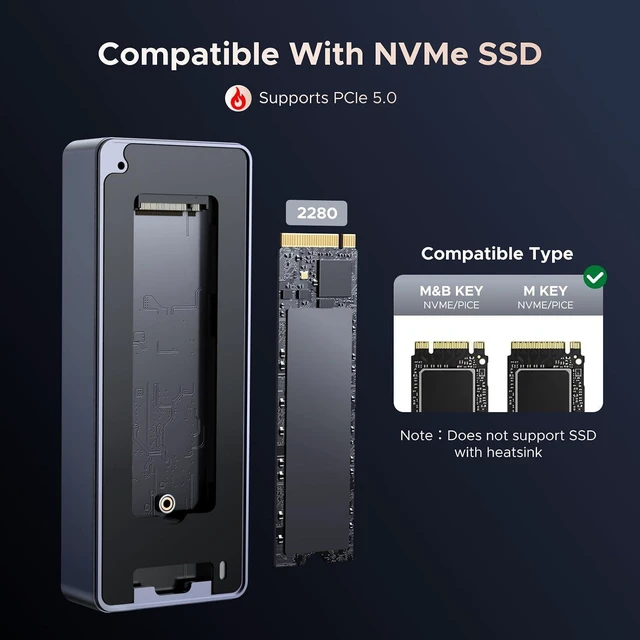 Alt view image 7 of 7 - UGREEN 80Gbps M.2 NVMe SSD Enclosure with Cooling Fan