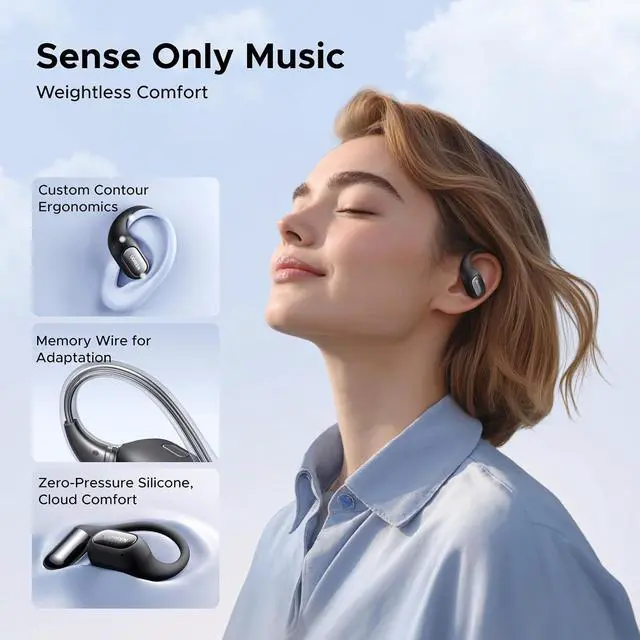 Alt view image 2 of 7 - UGREEN FitBuds Open Ear Hook-on Wireless Earbuds Headphones Bluetooth 6.0