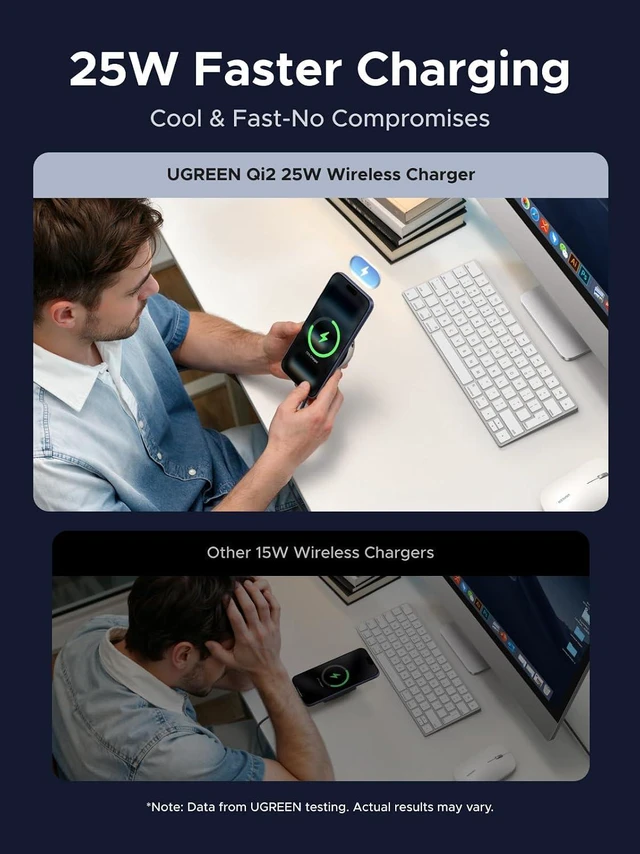 Alt view image 3 of 7 - UGREEN Qi2.2 25W Magnetic Wireless Charging Pad with TEC Cooling Fan
