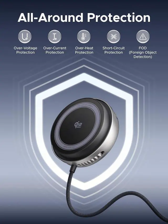 Alt view image 7 of 7 - UGREEN Qi2.2 25W Magnetic Wireless Charging Pad with TEC Cooling Fan
