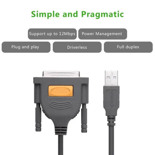Alt view image 7 of 7 - UGREEN USB Male to DB25 Female Parallel (25 Pin) Printer Cable Adapter 6FT