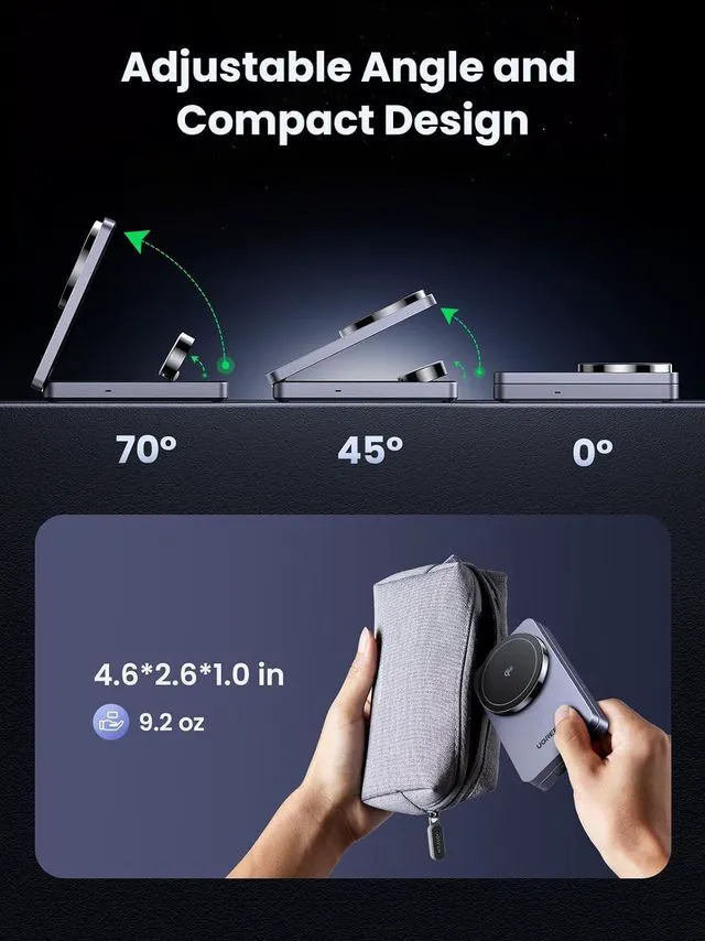Alt view image 5 of 7 - UGREEN MagFlow Qi2 15W 3-in-1 Foldable Charging Station