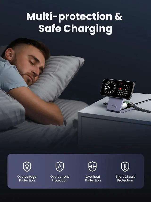 Alt view image 6 of 7 - UGREEN MagFlow Qi2 15W 3-in-1 Foldable Charging Station