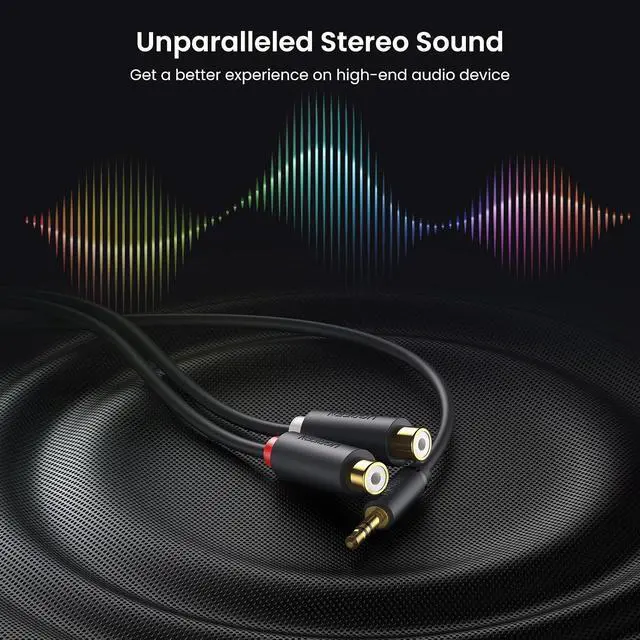 Alt view image 3 of 7 - UGREEN 3.5mm Male to 2 RCA Female Stereo Audio Y Splitter Cable 0.8ft