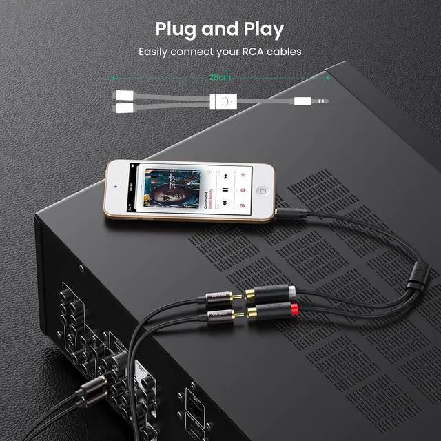 Alt view image 4 of 7 - UGREEN 3.5mm Male to 2 RCA Female Stereo Audio Y Splitter Cable 0.8ft