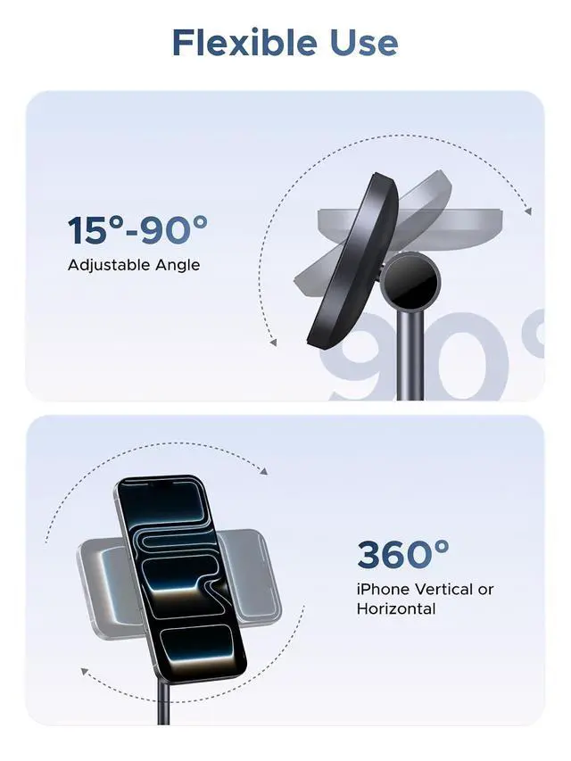 Alt view image 4 of 7 - UGREEN Qi2 15W 2-in-1 MagSafe-Compatible Wireless Charging Stand