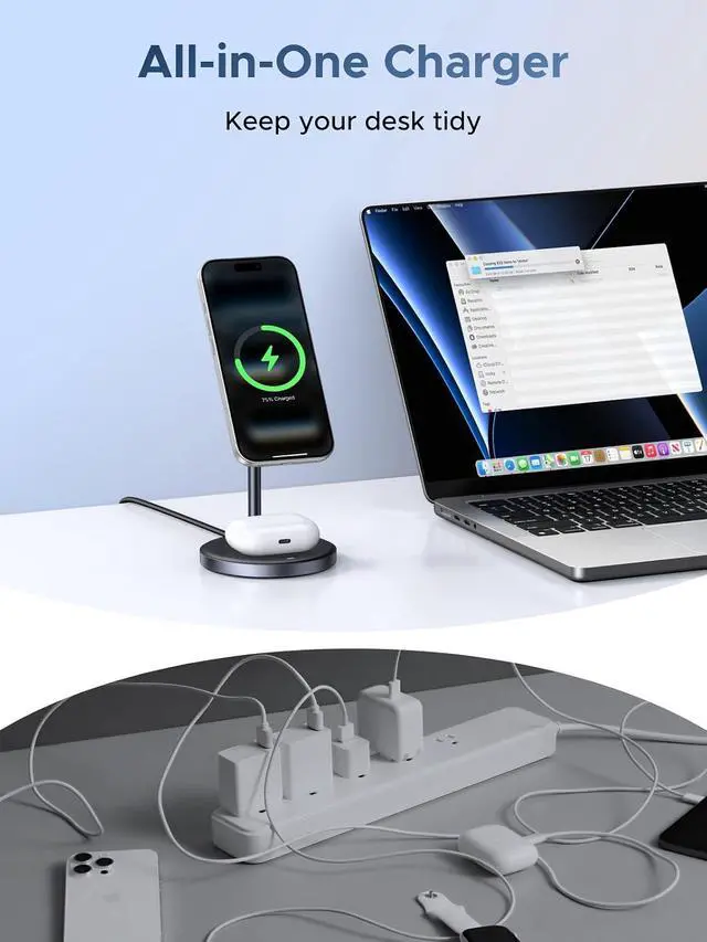 Alt view image 7 of 7 - UGREEN Qi2 15W 2-in-1 MagSafe-Compatible Wireless Charging Stand
