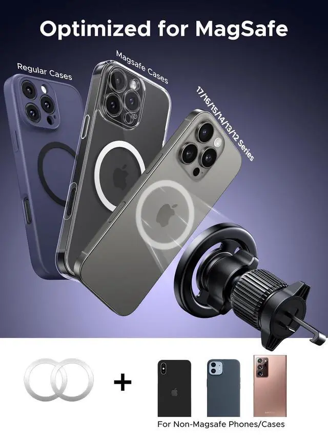 Alt view image 7 of 7 - UGREEN Car Phone Mount for Magsafe Magnetic Phone Holder Car Air Vent Dashboard Car Accessories Compatible with iPhone 17 16 15 14 13 12 Pro Max, Strongest Magnet Black