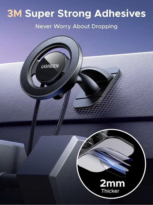 Alt view image 3 of 7 - UGREEN Car Phone Mount for Magsafe Magnetic Phone Holder Car Air Vent Dashboard Car Accessories Compatible with iPhone 17 16 15 14 13 12 Pro Max, Strongest Magnet Black