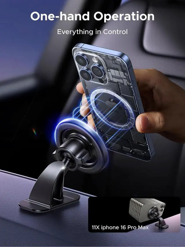 Alt view image 6 of 7 - UGREEN Car Phone Mount for Magsafe Magnetic Phone Holder Car Air Vent Dashboard Car Accessories Compatible with iPhone 17 16 15 14 13 12 Pro Max, Strongest Magnet Black
