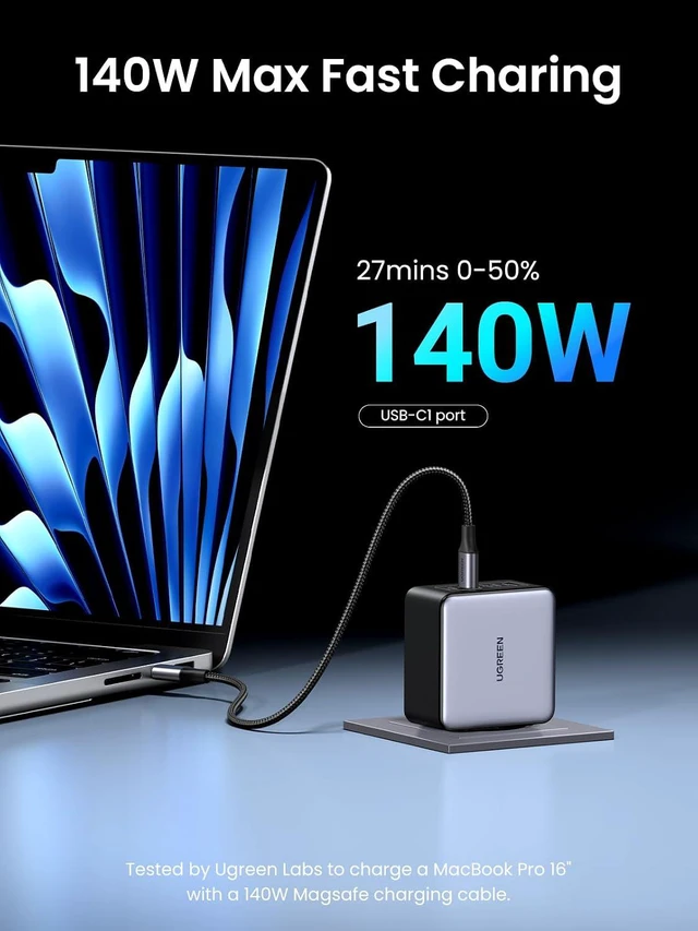 Alt view image 2 of 7 - Nexode X 160W GaN USB C Laptop Charger, 4-Port PD 3.1 Foldable Fast Charging Block for MacBook Pro, Dell XPS, iPhone 17/16/15 Series, Galaxy S25/S24, Pixel 10/9, iPad Pro, Steam Deck