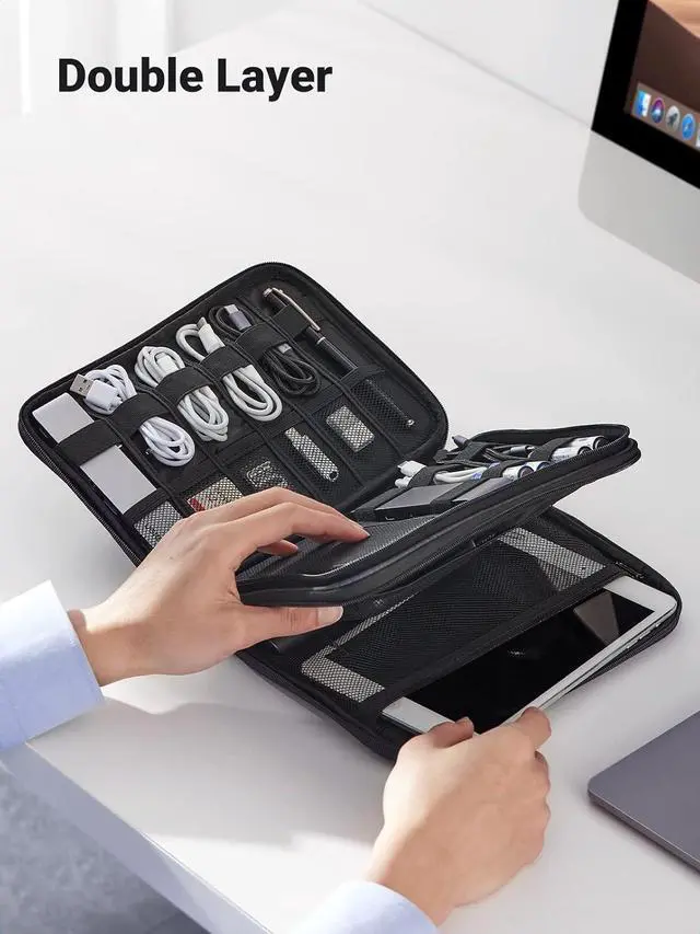 Alt view image 4 of 7 - UGREEN Electronic Organizer Travel Cable Organizer Storage Bag for Data Cables, USB C Charger, SD Card, Hard Drive, Charging Cord, Mouse, Power Bank, Phone, Power Adapter Plug Electronics Accessories