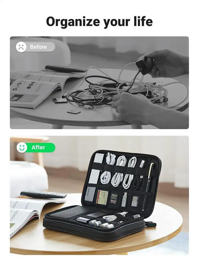 Alt view image 2 of 7 - UGREEN Electronic Organizer Travel Cable Organizer Storage Bag for Data Cables, USB C Charger, SD Card, Hard Drive, Charging Cord, Mouse, Power Bank, Phone, Power Adapter Plug Electronics Accessories