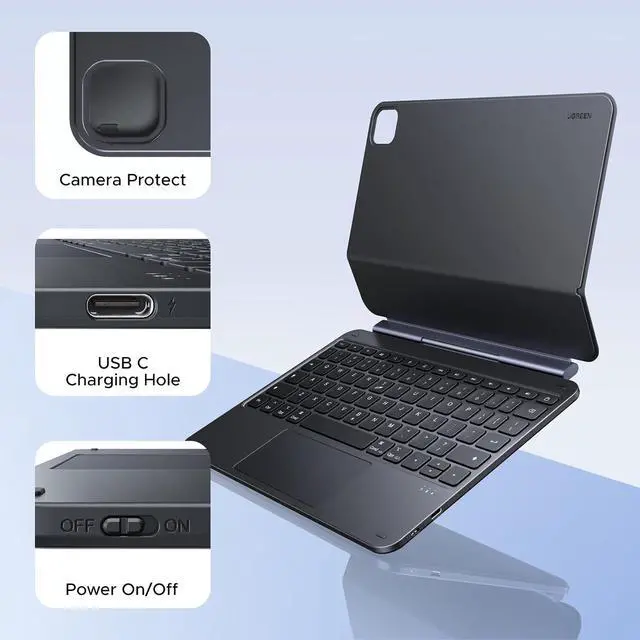Alt view image 6 of 7 - UGREEN 11 Inch Case with Keyboard, Easy-Set Magnetic Stand, Magic-Style Case Keyboard for iPad Air 11 Inch (M4/M3/M2, 2026/2025/2024), iPad Pro 11 inch(1st/2nd/3rd/4th Gen) and iPad Air 4th/5th Gen