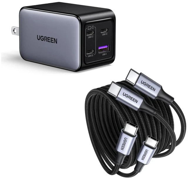 Main image of UGREEN 65W 4-Port GaN USB C Wall Charger Bundle with 100W 6.6ft 2-Pack USB C Cable Compatible with iPhone 17/17 Pro/17 Pro Max, MacBook Pro/Air, Galaxy S25/S24, iPad Pro/Air, Pixel 10