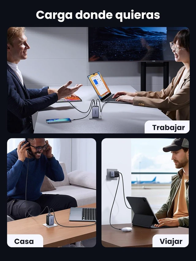 Alt view image 4 of 6 - UGREEN 65W 4-Port GaN USB C Wall Charger Bundle with 100W 6.6ft 2-Pack USB C Cable Compatible with iPhone 17/17 Pro/17 Pro Max, MacBook Pro/Air, Galaxy S25/S24, iPad Pro/Air, Pixel 10