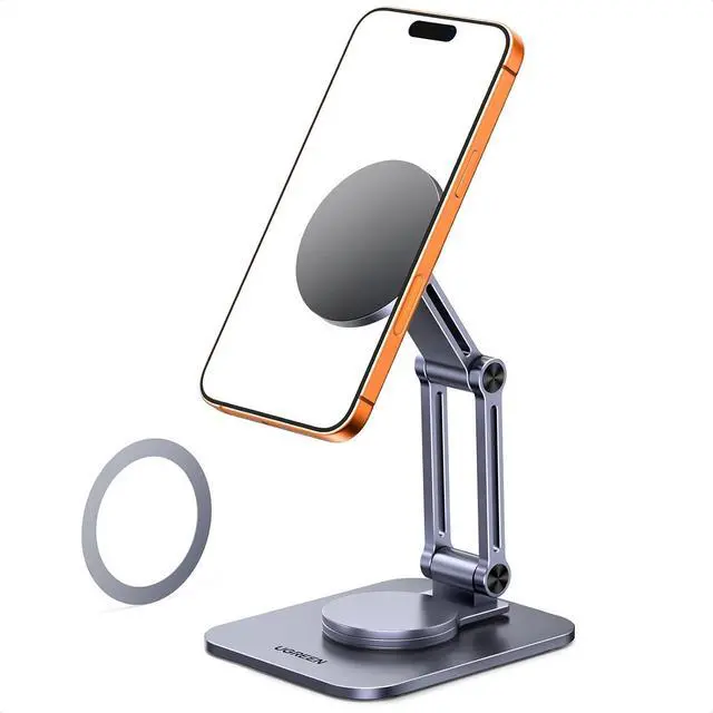 Main image of UGREEN 360° Rotation Magnetic iPhone Stand for MagSafe, Cell Phone Stand for Desk Ergonomic Design Adjustable Compatible with iPhone 17 Air 16 Pro 15 Pro Max 14 Plus 13 12 and MagSafe Case