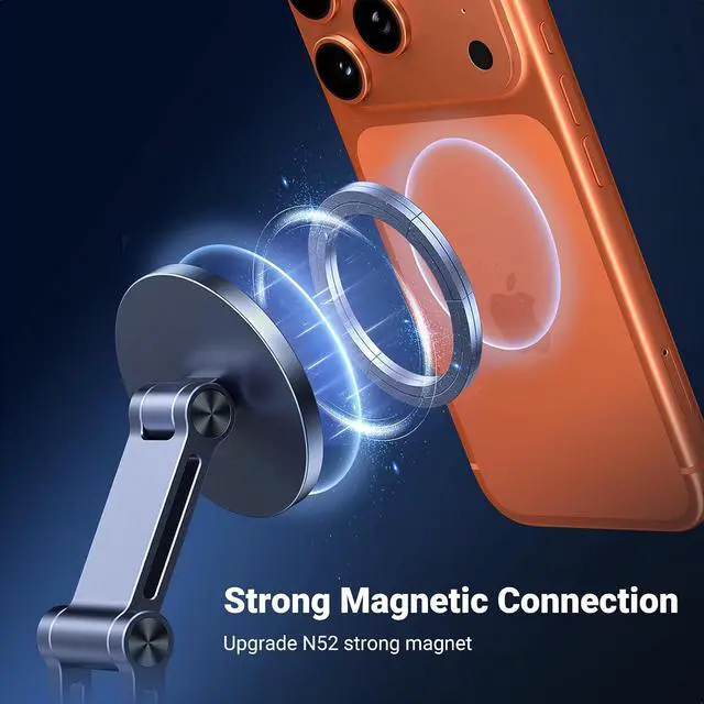 Alt view image 2 of 7 - UGREEN 360° Rotation Magnetic iPhone Stand for MagSafe, Cell Phone Stand for Desk Ergonomic Design Adjustable Compatible with iPhone 17 Air 16 Pro 15 Pro Max 14 Plus 13 12 and MagSafe Case