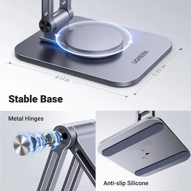 Alt view image 6 of 7 - UGREEN 360° Rotation Magnetic iPhone Stand for MagSafe, Cell Phone Stand for Desk Ergonomic Design Adjustable Compatible with iPhone 17 Air 16 Pro 15 Pro Max 14 Plus 13 12 and MagSafe Case