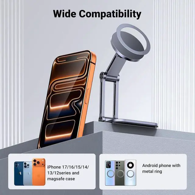 Alt view image 7 of 7 - UGREEN 360° Rotation Magnetic iPhone Stand for MagSafe, Cell Phone Stand for Desk Ergonomic Design Adjustable Compatible with iPhone 17 Air 16 Pro 15 Pro Max 14 Plus 13 12 and MagSafe Case