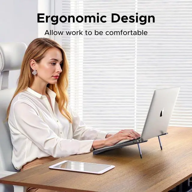 Alt view image 2 of 7 - UGREEN Portable Laptop Stand, Foldable & Compact Aluminum Computer Stand Holder for Desk, Adjustable Ergonomic Laptop Riser for MacBook, Travel-Friendly for 10-17 Inch Laptops