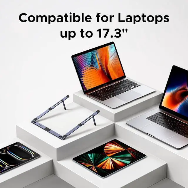 Alt view image 6 of 7 - UGREEN Portable Laptop Stand, Foldable & Compact Aluminum Computer Stand Holder for Desk, Adjustable Ergonomic Laptop Riser for MacBook, Travel-Friendly for 10-17 Inch Laptops