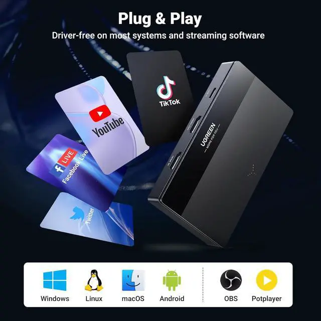 Alt view image 5 of 7 - UGREEN Full HD 2K 30Hz 1080P 60FPS Video Capture Card USB C 3.0