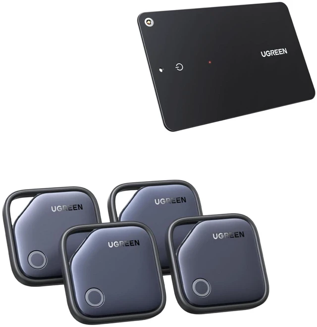 Main image of UGREEN FineTrack (iOS Only) Air Tracker Tags 4 Pack Bundle with Wallet Tracker Card Compatible with Apple Find My