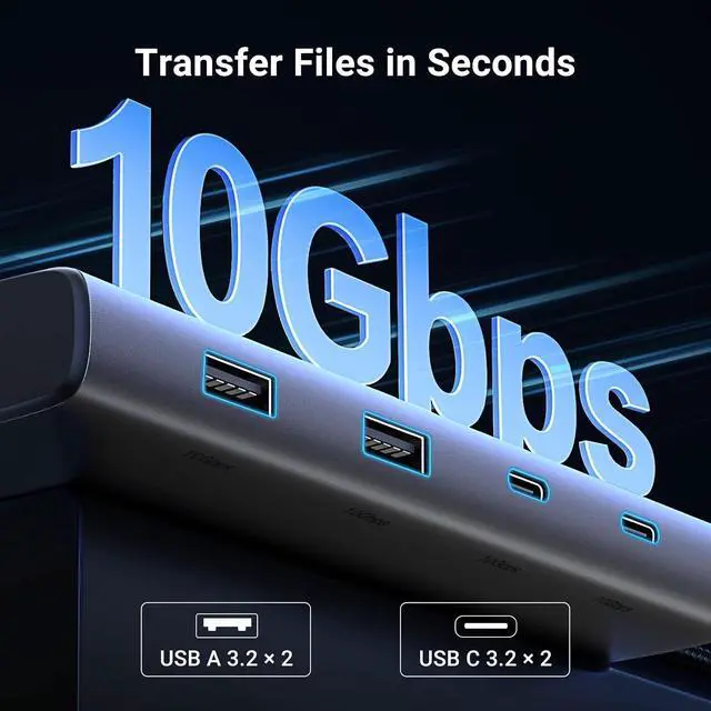 Alt view image 4 of 7 - UGREEN 8 in 1 USB C 4K Docking Station Dual Monitor, Triple Display USB C Hub with 2 HDMI, VGA, 2 USB A&C 3.2 Ports, 100W PD, Compatible for MacBook, Dell, HP, Lenovo, Surface etc
