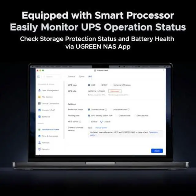Alt view image 6 of 7 - UGREEN NAS DXP2800 & US3000 UPS 12000mAh Uninterruptible Battery Power Supply Bundle NAS DXP2800 2-Bay with 80TB Storage Capacity
