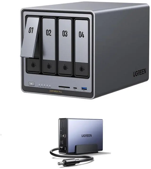 Main image of UGREEN DXP4800 Pro & US3000, 12000mAh Uninterruptible Battery Power Supply Bundle NAS DXP4800 Pro 4-Bay Desktop NAS with144TB Storage Capacity.