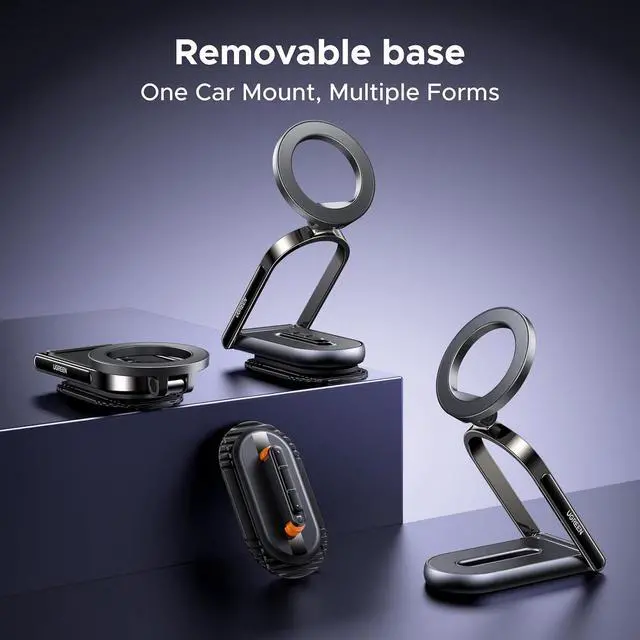 Alt view image 4 of 7 - UGREEN for Magsafe Car Mount Dashboard 360° Rotation Magnetic Phone Holder Removable Design Car Cellphone Holder Compatible with iPhone 17 16 15 14 13 12 Series and MagSafe Case Strongest Magnet