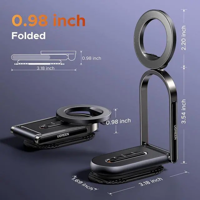Alt view image 6 of 7 - UGREEN for Magsafe Car Mount Dashboard 360° Rotation Magnetic Phone Holder Removable Design Car Cellphone Holder Compatible with iPhone 17 16 15 14 13 12 Series and MagSafe Case Strongest Magnet