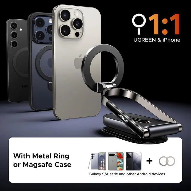 Alt view image 7 of 7 - UGREEN for Magsafe Car Mount Dashboard 360° Rotation Magnetic Phone Holder Removable Design Car Cellphone Holder Compatible with iPhone 17 16 15 14 13 12 Series and MagSafe Case Strongest Magnet