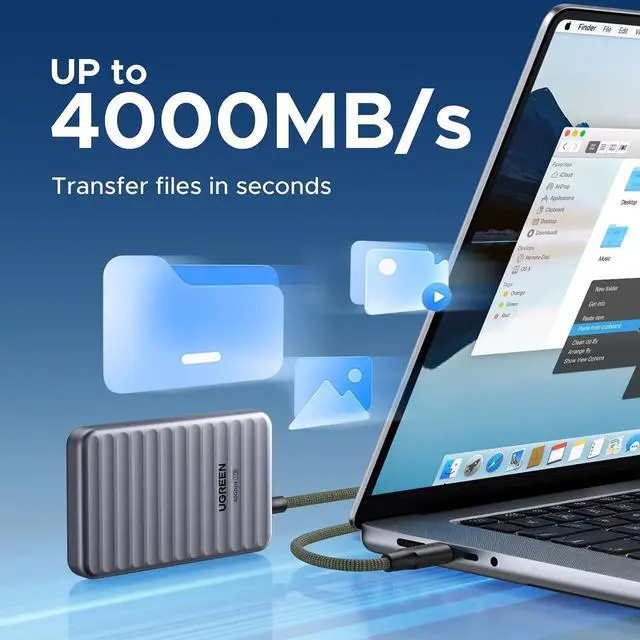 Alt view image 2 of 7 - UGREEN NeoDrive Go 1TB Portable SSD, 40Gbps Built-in Cable, Up to 4000MB/s
