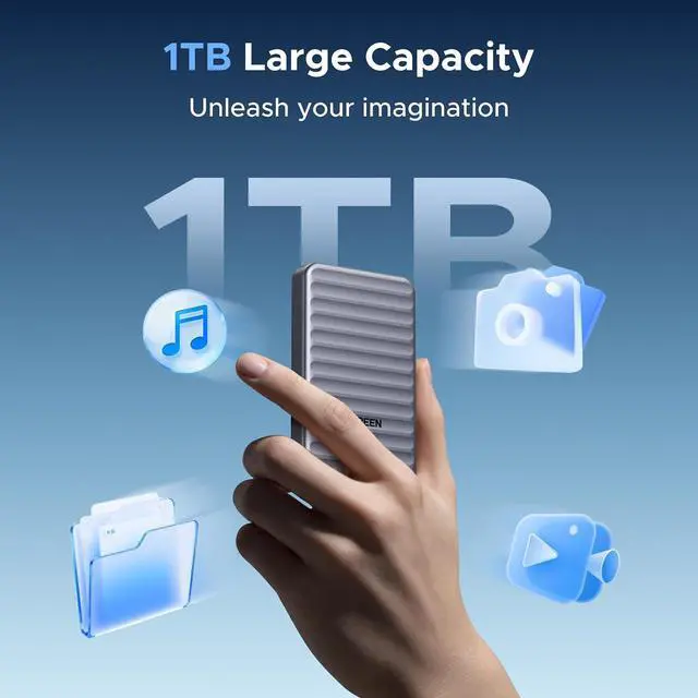 Alt view image 3 of 7 - UGREEN NeoDrive Go 1TB Portable SSD, 40Gbps Built-in Cable, Up to 4000MB/s