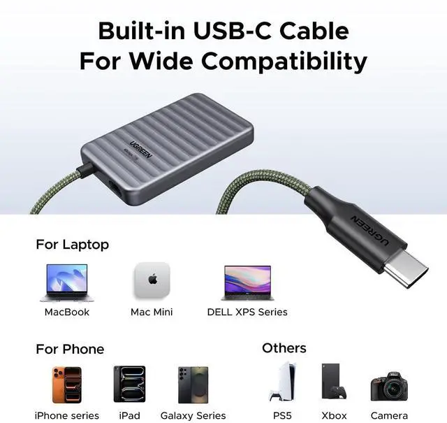 Alt view image 6 of 7 - UGREEN NeoDrive Go 1TB Portable SSD, 40Gbps Built-in Cable, Up to 4000MB/s