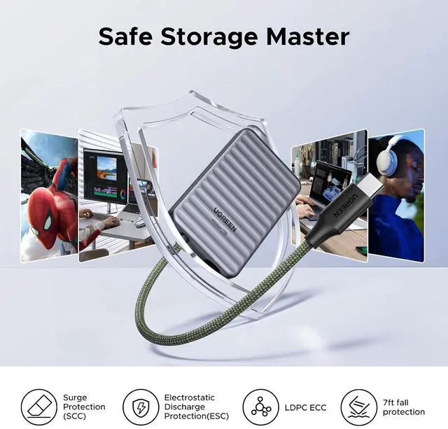 Alt view image 5 of 7 - UGREEN NeoDrive Go 1TB Portable SSD, 40Gbps Built-in Cable, Up to 4000MB/s