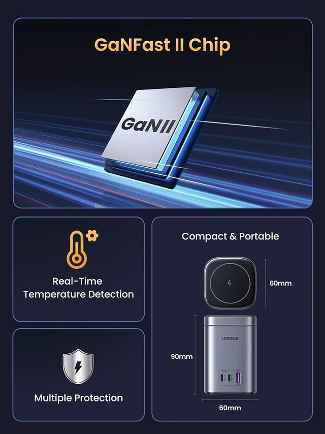 Alt view image 7 of 7 - Nexode 100W USB C Charging Station, 4-Port GaN Desktop Charger with 15W Qi2 MagSafe Wireless Charging Stand for iPhone 17/16/15/14/13/12, AirPods Pro, MacBook Pro, Galaxy S25/S24, Pixel 10/9
