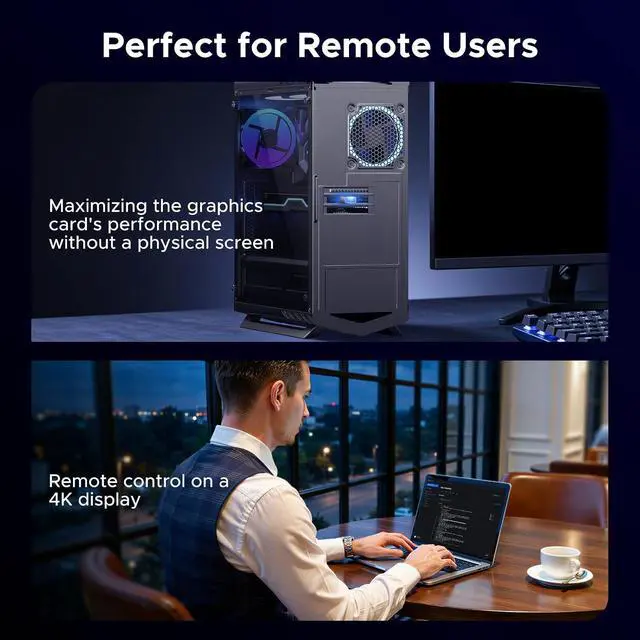 Alt view image 5 of 7 - UGREEN 2 Pack DisplayPort Dummy Plug EDID Emulator Virtual Monitor 4K@60Hz