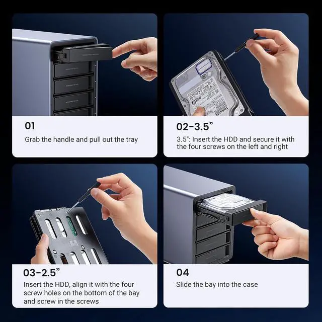 Alt view image 6 of 6 - UGREEN 5-Bay USB-C DAS Enclosure, 8 RAID Modes for 2.5/3.5" SATA HDD/SSD