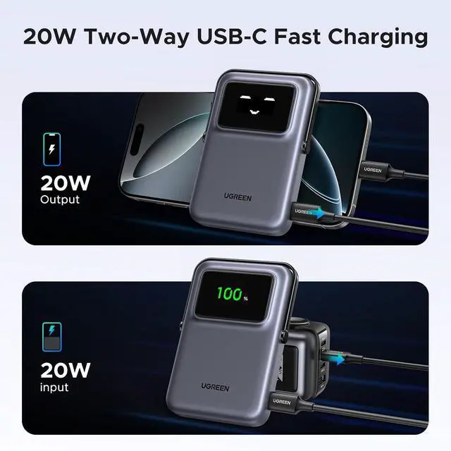 Alt view image 7 of 7 - UGREEN Nexode Power Bank 20000mAh 130W Portable Charger Bundle with Uno Magsafe Portable Charger