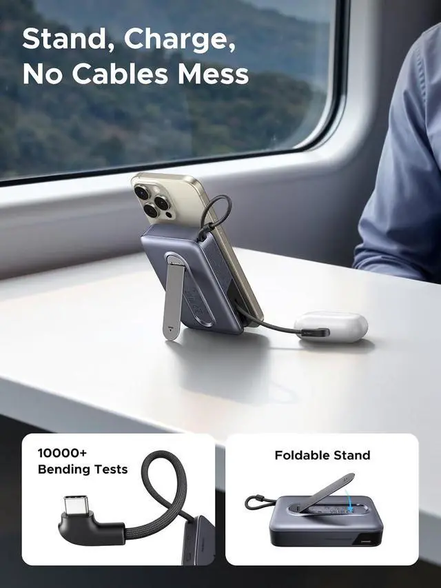 Alt view image 5 of 7 - UGREEN 10000mAh Qi2 15W Magnetic Power Bank PD 30W for iPhone 17 Pro