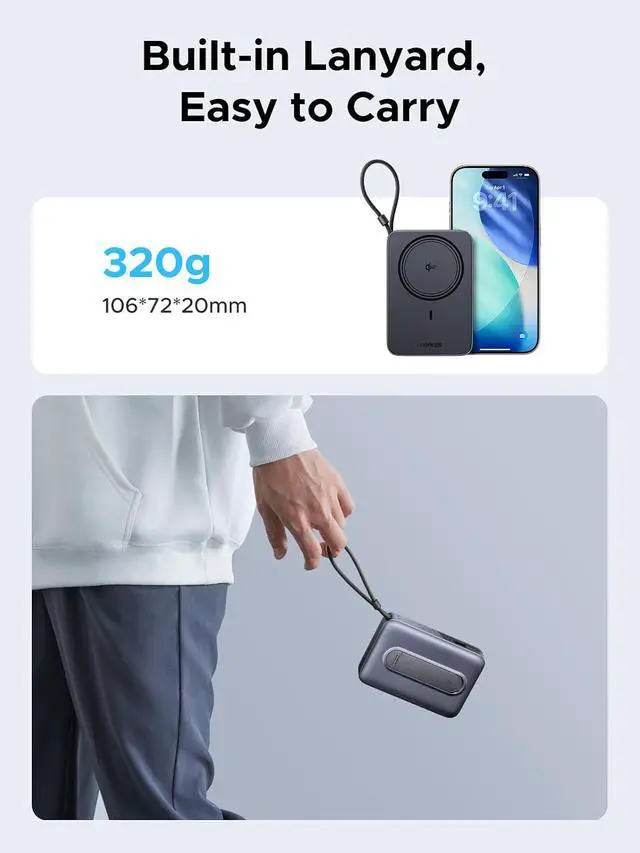 Alt view image 7 of 7 - UGREEN 10000mAh Qi2 15W Magnetic Power Bank PD 30W for iPhone 17 Pro