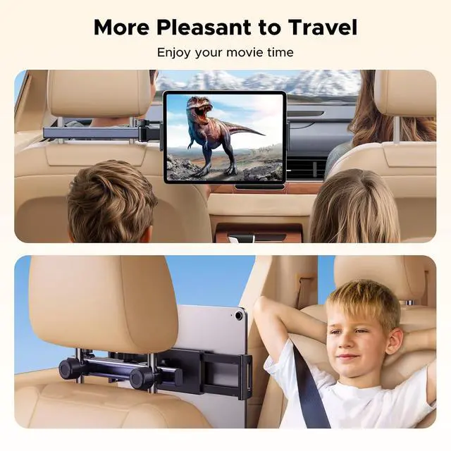 Alt view image 6 of 7 - UGREEN Car Headrest Tablet Holder Adjustable Extension Arm Backseat Mount Car Seat for Kids Travel Accessory Compatible with iPad Air Mini iPhone Galaxy Tab Switch 4.7-9.84 inches Devices