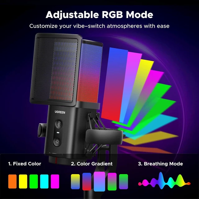 Alt view image 2 of 7 - UGREEN USB Gaming Microphone for Streaming, Chat, 24bit/96kHz Condenser Mic