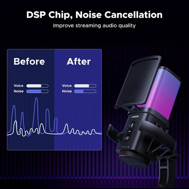 Alt view image 3 of 7 - UGREEN USB Gaming Microphone for Streaming, Chat, 24bit/96kHz Condenser Mic