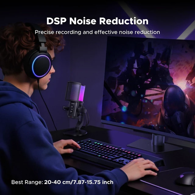 Alt view image 7 of 7 - UGREEN USB Gaming Microphone for Streaming, Chat, 24bit/96kHz Condenser Mic