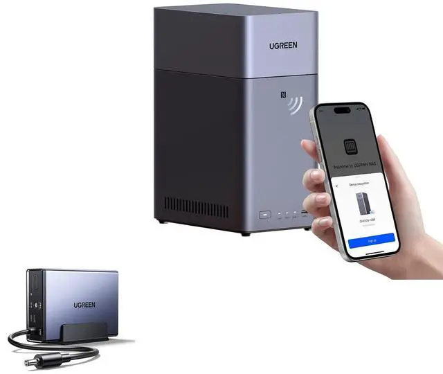 Main image of UGREEN DH2300 & US3000, 12000mAh Uninterruptible Battery Power Supply Bundle NAS DH2300 2-Bay Desktop NAS with 64TB Storage Capacity