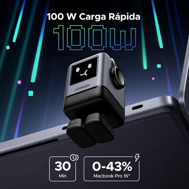 Alt view image 2 of 7 - UGREEN Uno 100W Charger Bundle with Uno 3.3FT 100W USB C Cable for iPhone 16/16 Plus/16 Pro/16 Pro Max/15, MacBook Pro/Air, iPad Pro/Air, Galaxy S24 Ultra